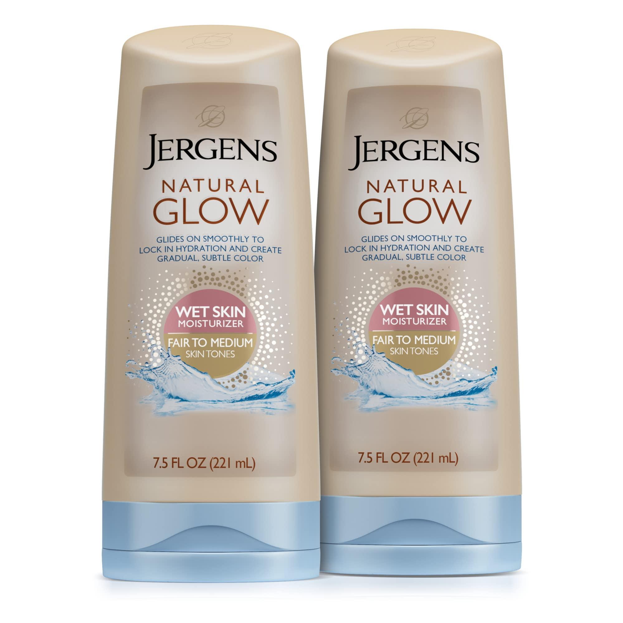 Jergens Jergens Natural Glow In Shower Lotion, Self Tanner for Fair to Medium Skin Tone, Sunless Tanning Wet Skin Lotion for Gradual, Flawless Color, 7.5 Ounce, Pack of 2