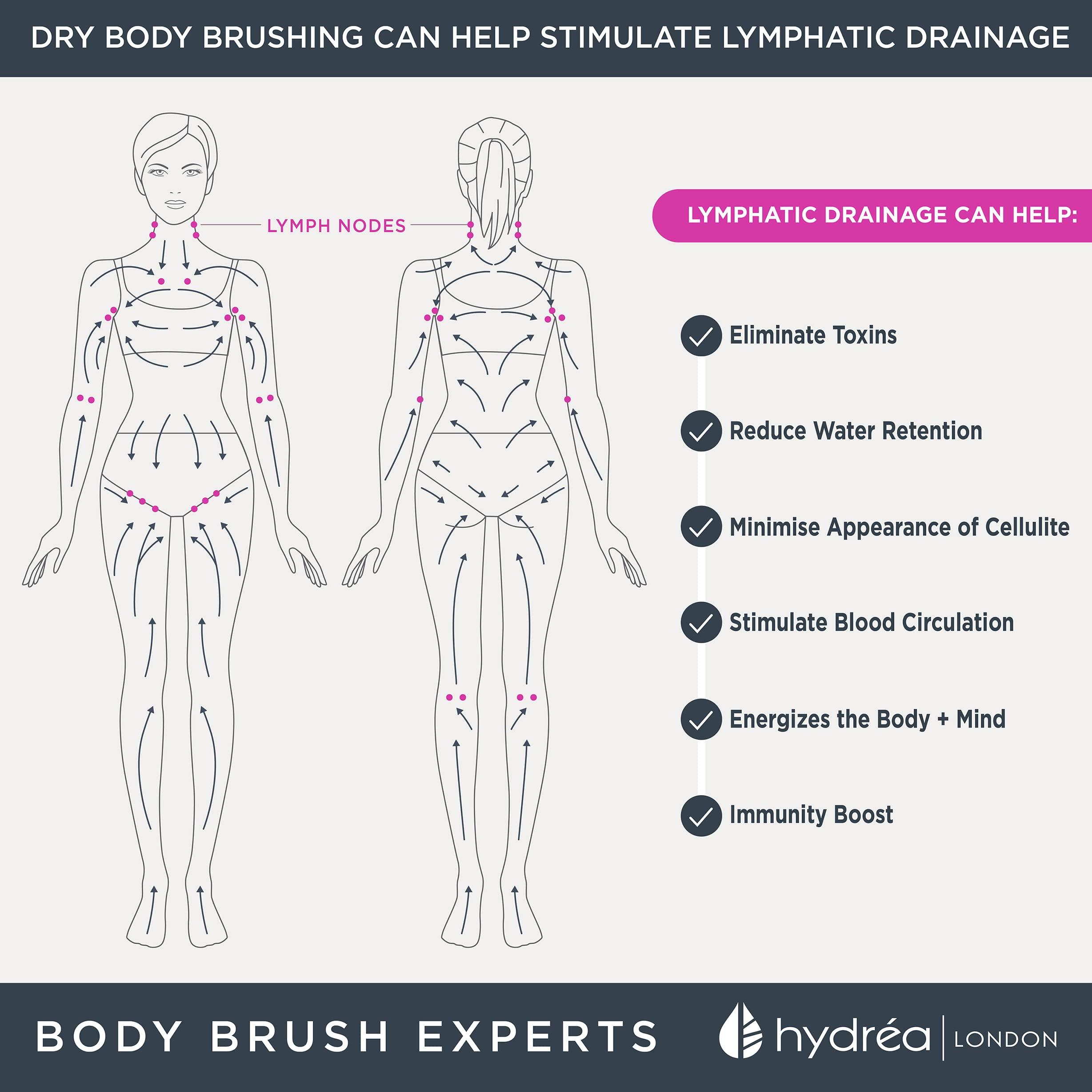 Hydrea London Hydrea London Dry Body Brush – Premium Exfoliating Dry Skin Brush Cactus Bristle, Vegan Dry Brush Cellulite Remover, Exfoliating Body Scrubber for Lymphatic Drainage, FSC® Certified Beechwood