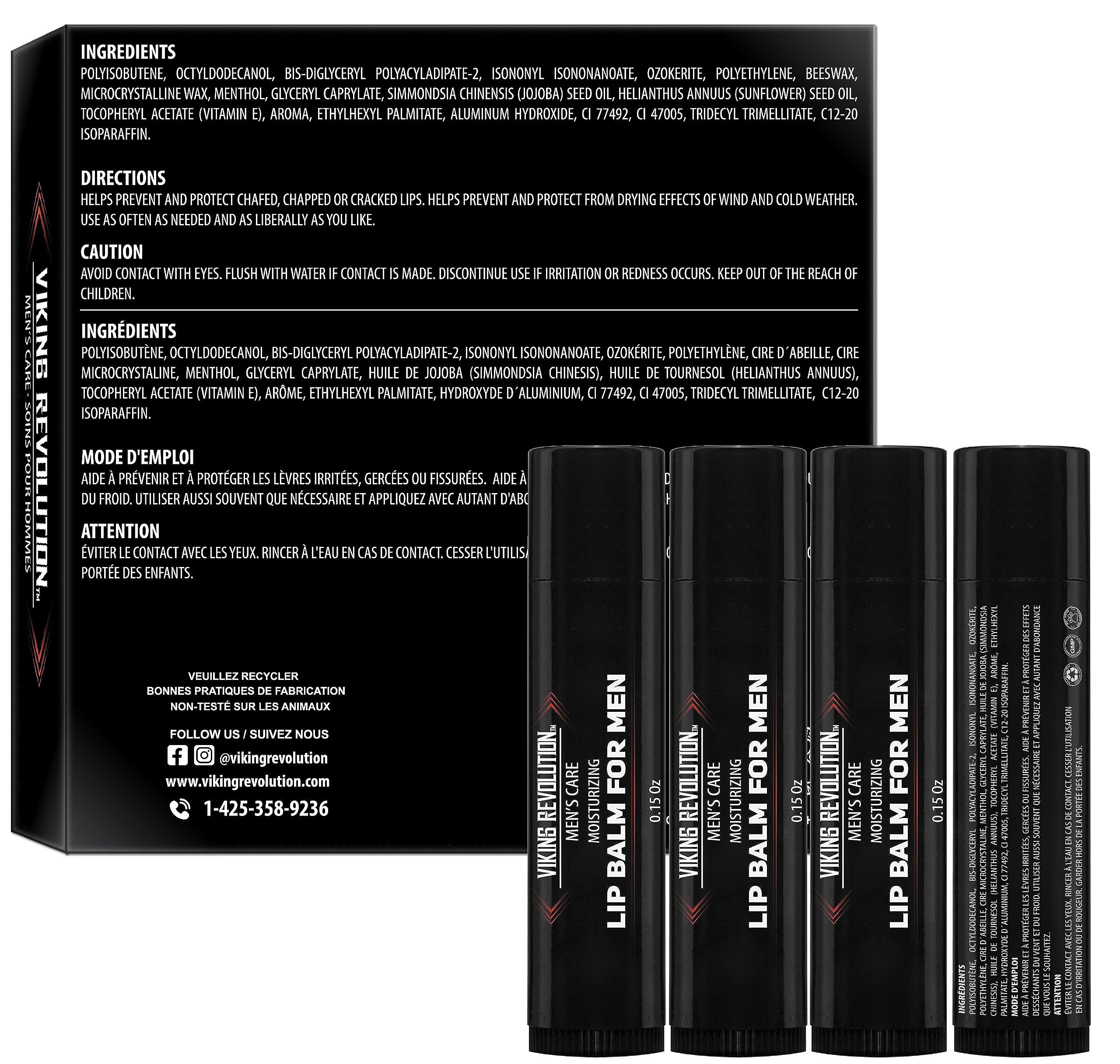 Viking Revolution Viking Revolution All Natural Lip Balm - Moisturizer for Dry, Cracked, Chapped Lips (4 Pack)