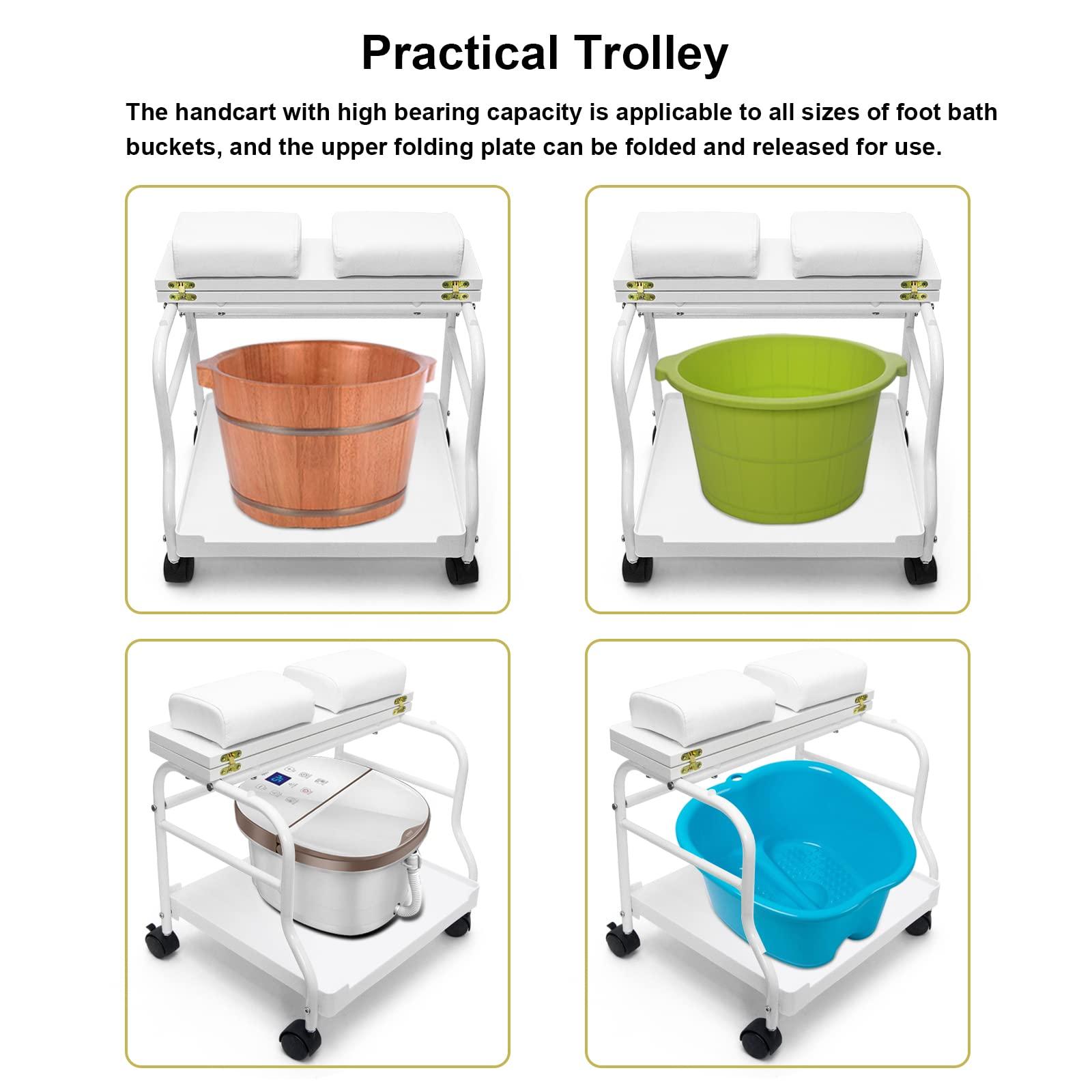 Elitzia Beauty Salon Nail Or Foot Bath Spa Portable Esthetician Trolley Cart for Foot Rest Pedicure Manicure Funiture Massage Table Salon Supplies 2 Way Use 2 Color Option Elitzia (White 2pcs)