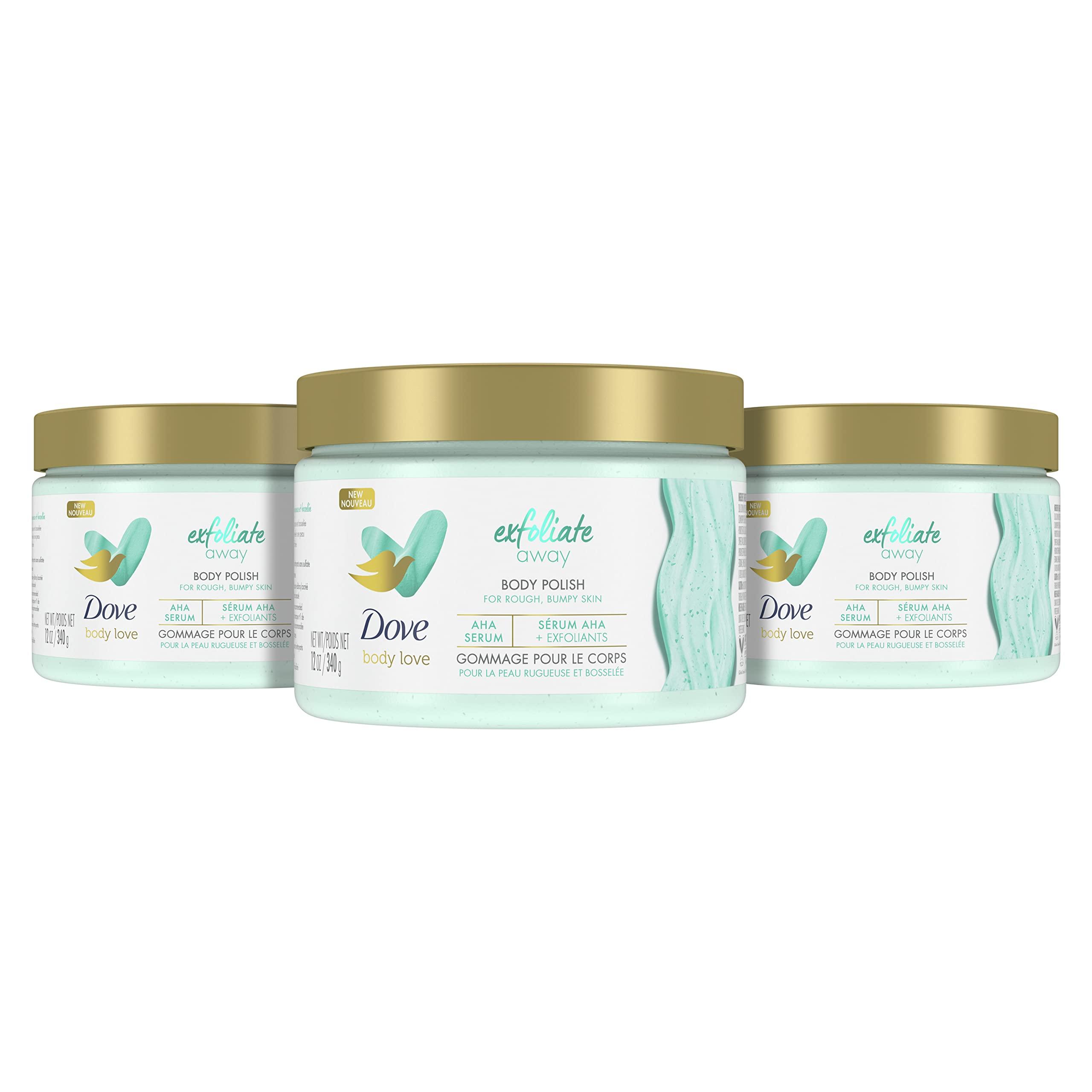 Dove Dove Body Love Body Polish Exfoliate Away 3 Count for Rough, Bumpy Skin Body Scrub with AHAs for Silky Smooth Skin 12 oz