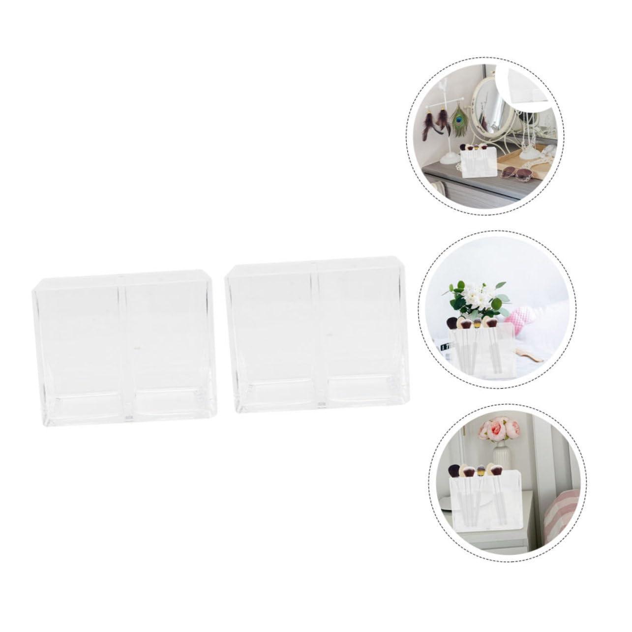 Angoily Angoily Elegant Acrylic Brush Holders Pen Organizers 2pcs Makeup Brush Storage Buckets for Women