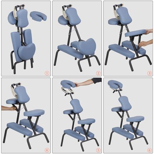 ZENY ZENY Massage Chair Portable, Tattoo Chair, 4 in Thick Foam Therapy Chair, Adjustable Spa Salon Folding Massage Chair with Face Cradle for Client, with Carring Bag