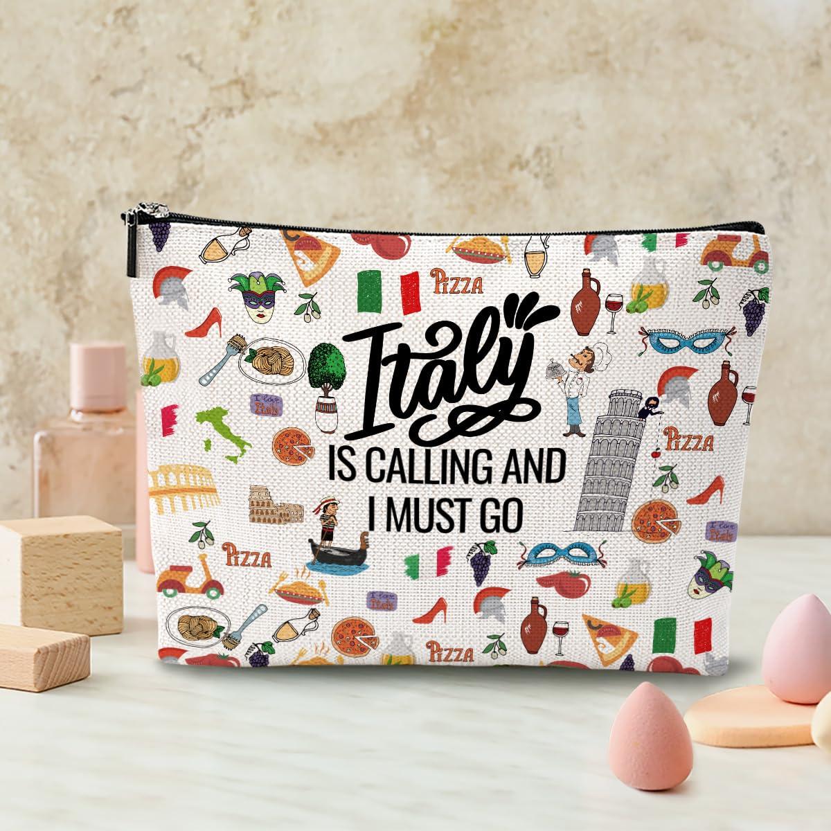 Chenyoumaoyi Italy Makeup Bag Italy Lover Gifts Italy Travel Souvenir Gift Cosmetic Bag Italy Accessories for Women Girls Mom Traveller Birthday Mothers Day Graduation Bachelorette Party Favors Girls Trip Gifts