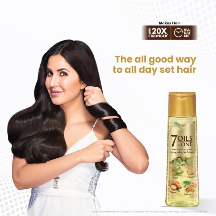 india 7 Oils In One Non Sticky and Non Greasy Hair Oil, Free of Sulphates, Parabens and Chemicals with Goodness of Almond Oil, Coconut Oil, Argan Oil and Amla Oil - 200ml