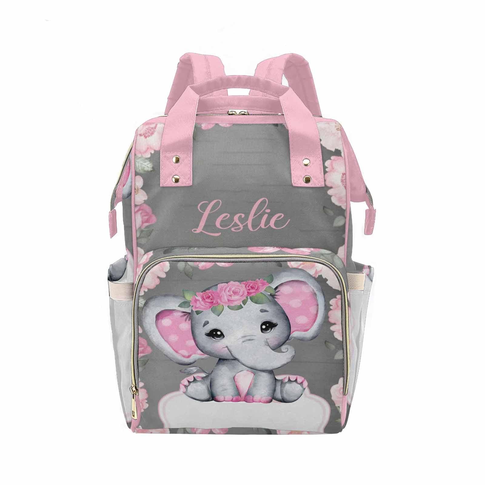 Reeonice InterestPrint Personalized Pink Diaper Bag with Name Nappy Bags Travel Shoulder Casual Daypack Waterproof Mummy Backpack Custom Gift for Mom Girl