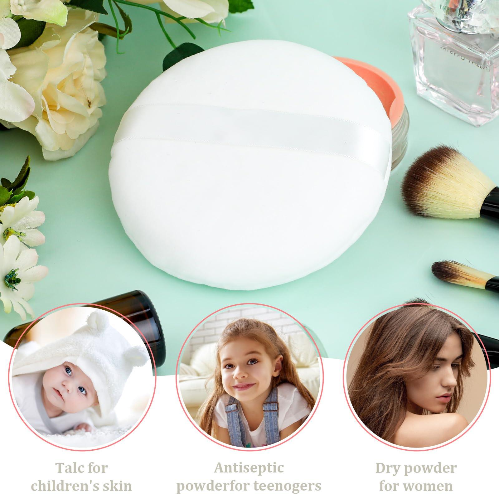 Mozeat Lens 5 Large Powder Puff for Face Powder, 2 Pack Ultra Soft Powder Puff Washable Loose Powder Puff Round Blending Sponge Puff Setting Powder Puff Body Powder Puff for Face Makeup Loose Powder Foundation