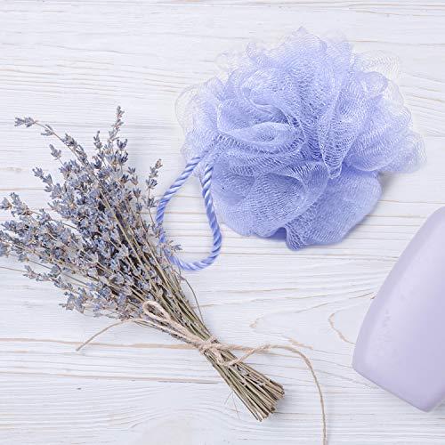 Spa Savvy Spa Savvy Bath Sponges for Shower – 4 Pack Shower Pouf Luffa Sponges – Exfoliating Body Scrubber Bath Loofahs – Loufa Shower Puff Balls, Bulk Mesh Poof Shower Scrunchies Lavender & Retinol Infused