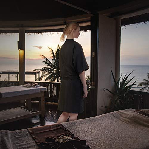 Lurrose Lurrose Salon Client Gown Waterproof Hair Salon Smock Kimono Style Hairdressing Clothes with Pocket for SPA Hotel (Black)