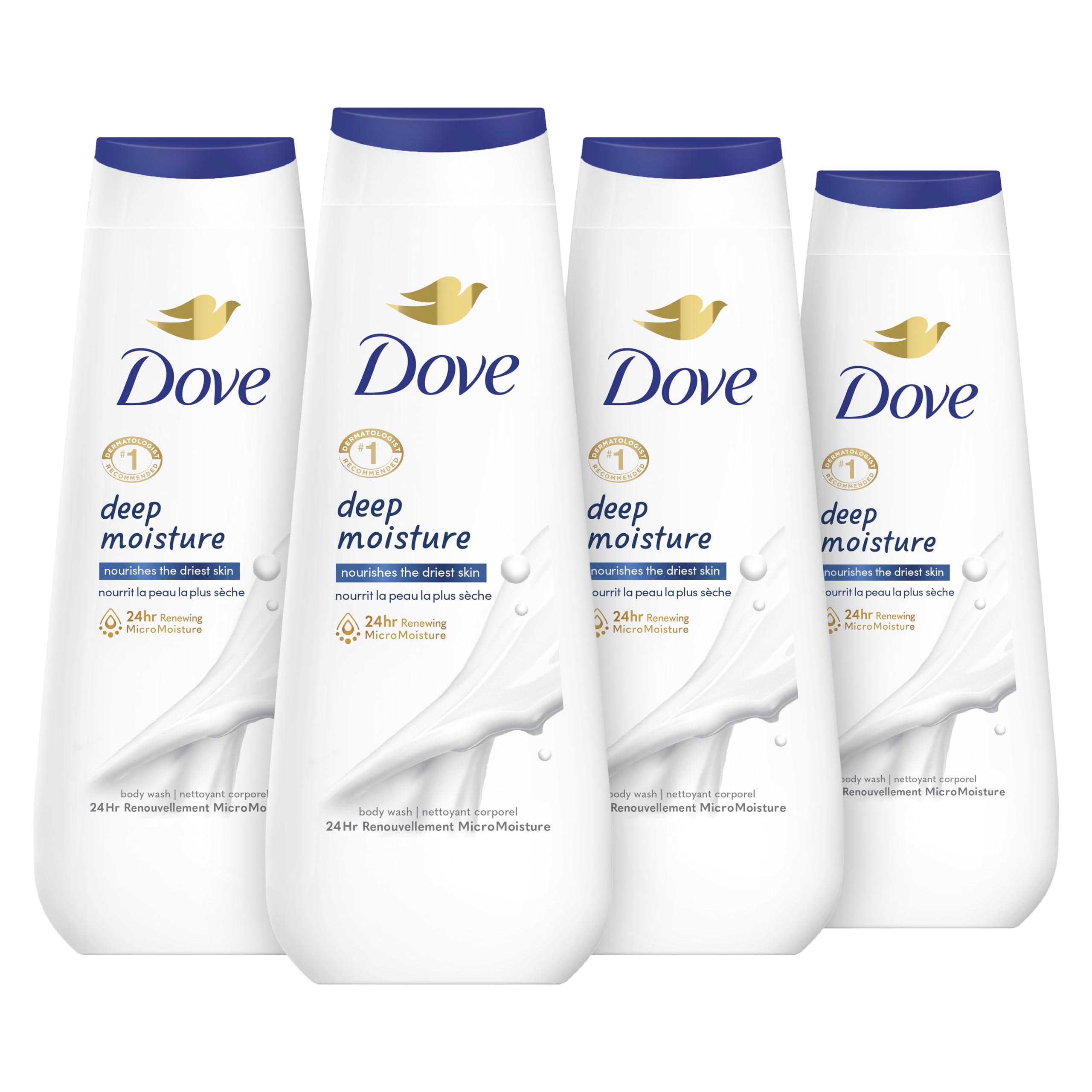 Dove Dove Body Wash Deep Moisture, Sensitive Skin, Cucumber and Green Tea, and Shea Butter & Vanilla 4 Count Collection with Deep Moisture 4 Count For Dry Skin 20 oz