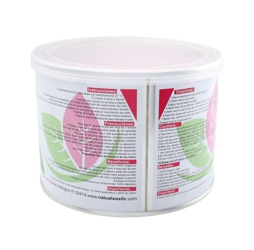 NATURAL-WAX NATURAL DEPILATORY WAX Natural Wax Depilatory Hard Wax - Professional Use 100% Organic Moisturizer - Hair Removal - Ideal for Small Areas and Sensitive Skin (14 oz)