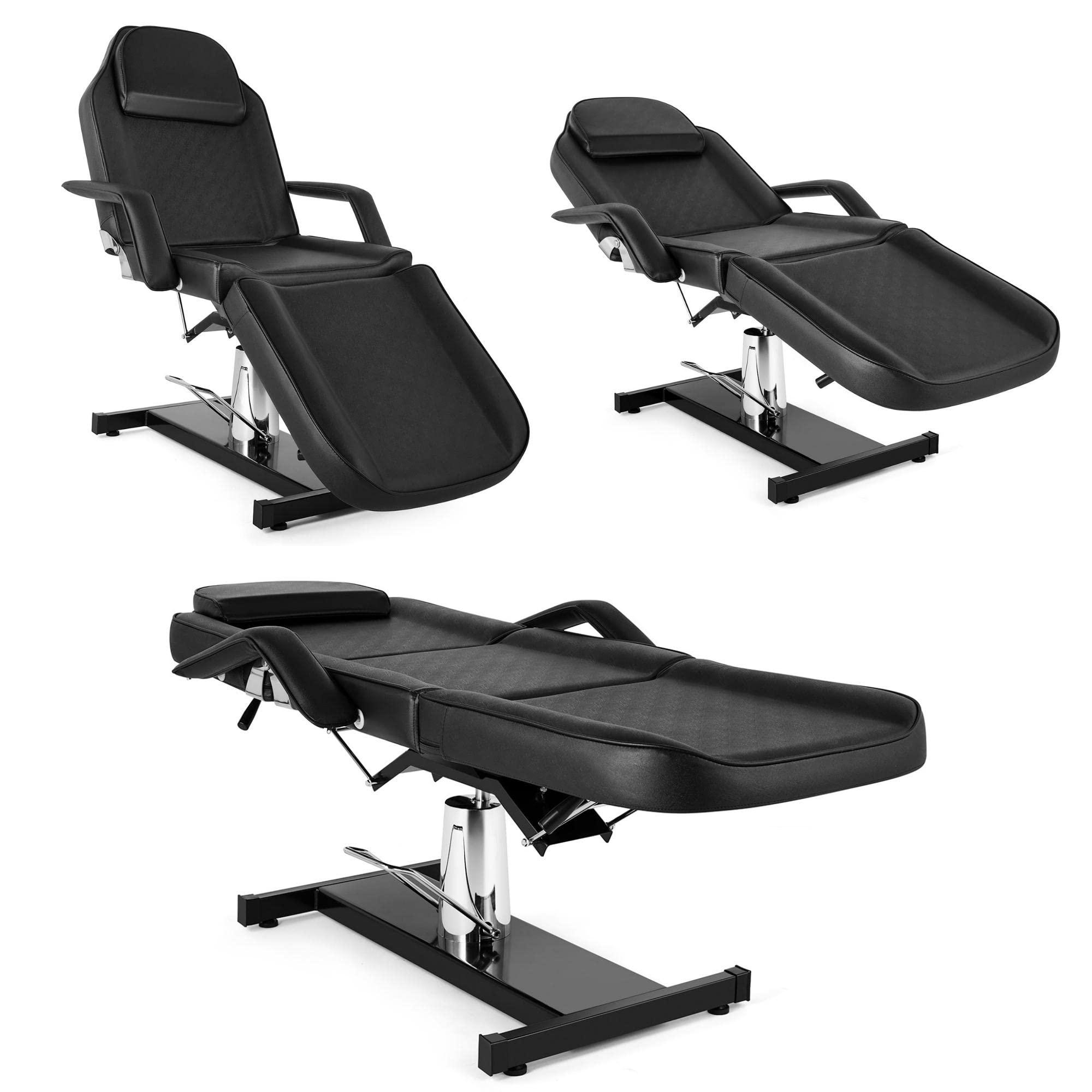 DERMALOGIC BETHANY Hydraulic Facial Chair Massage Table Lash Extension Bed Tattoo Chair Adjustable Height 23" to 29" Spa Salon Waxing Lashing Beauty Styling Studio Equipment, Black