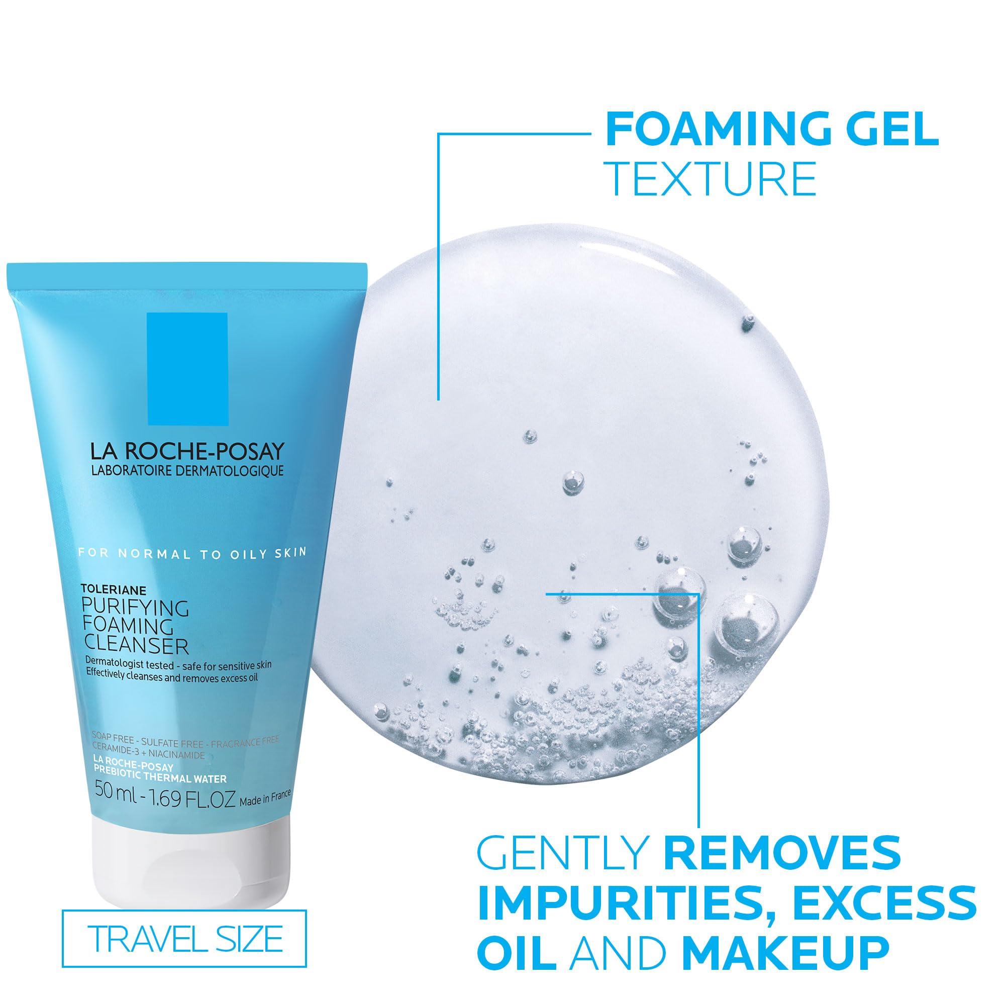 La Roche-Posay La Roche-Posay Toleraine Skin Care Set | Double Repair Face Moisturizer 100ml & Purifying Foaming Facial Cleanser 50ml | Oil Free Moisturizer & Face Wash For Oily Skin | Formulated with Niacinamide