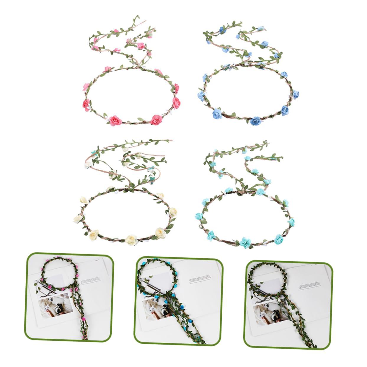 Beavorty Beavorty 8 Pcs Rose Flower Headband Headbands for Women Flower Crown for Girls Flower Girl Headpiece Flower Girl Crown Flower Crowns for Women Flower Wreath Headband