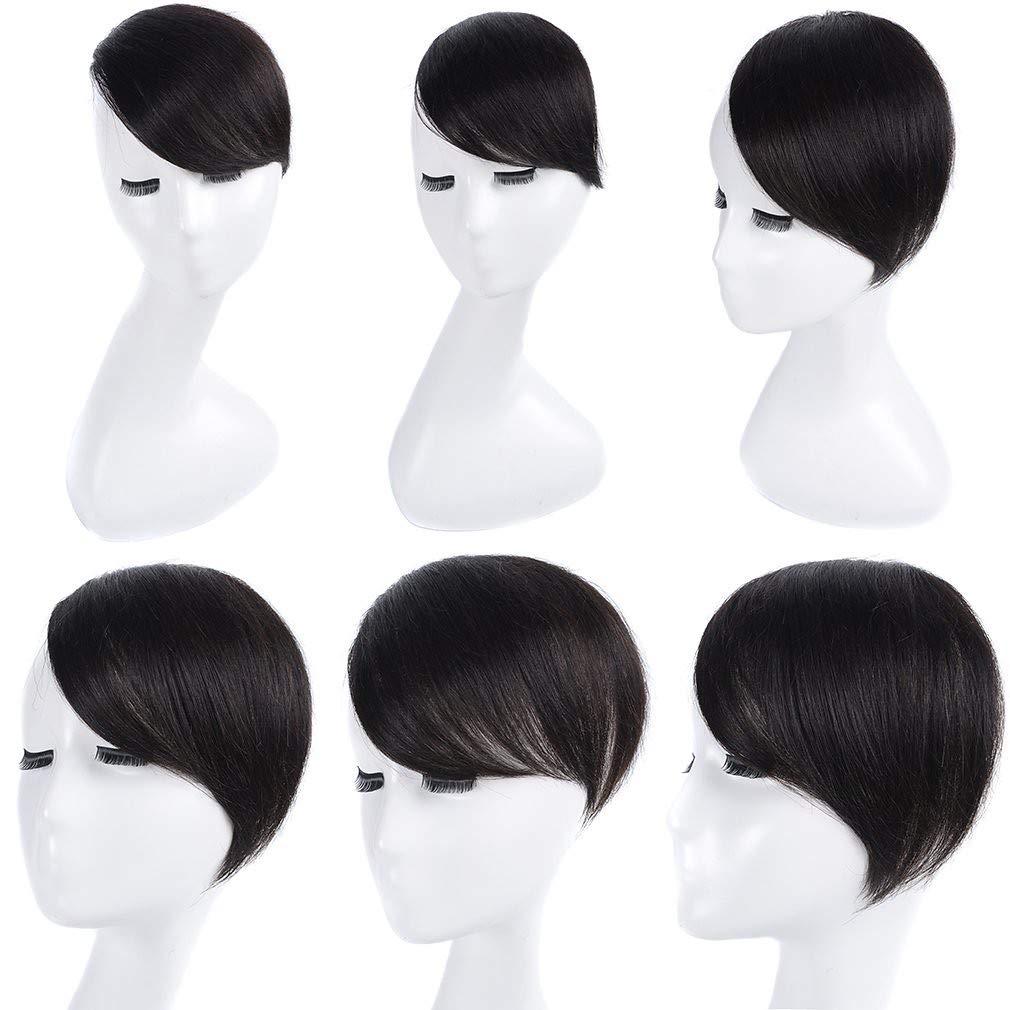 RemeeHi RemeeHi 100% Real Human Hair Invisible Side-swept Bangs Clip In Topper Top Thin Loss Hair Extension Raise Up Pad Hair Root 10 inch 25g 613# Bleach Blonde