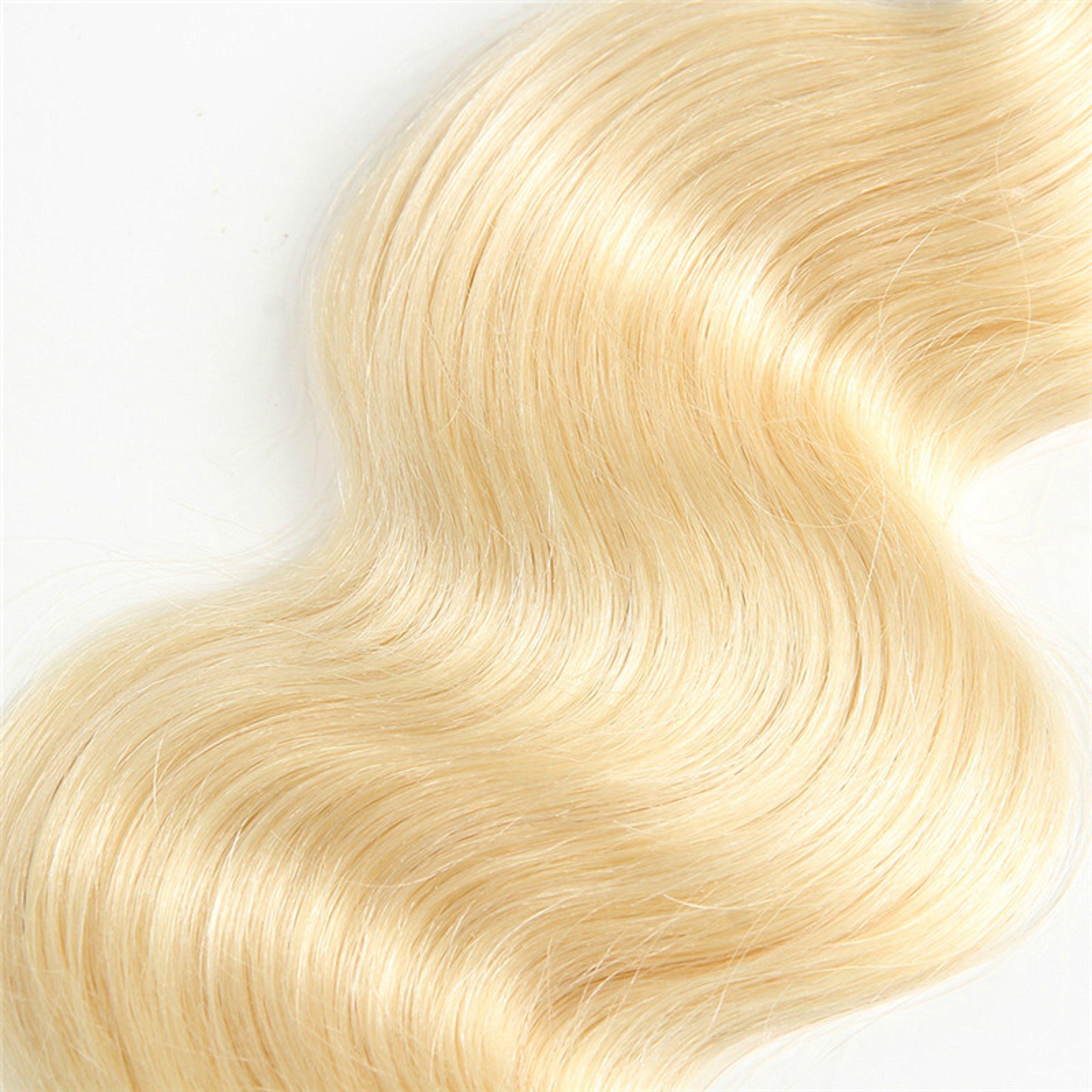 Hairyounique 16"-18"-20" Platinum Blonde #613 Body Wave Hair Virgin Remy Human Hair 300 grams Full Head Three Bundles Thick to Ends
