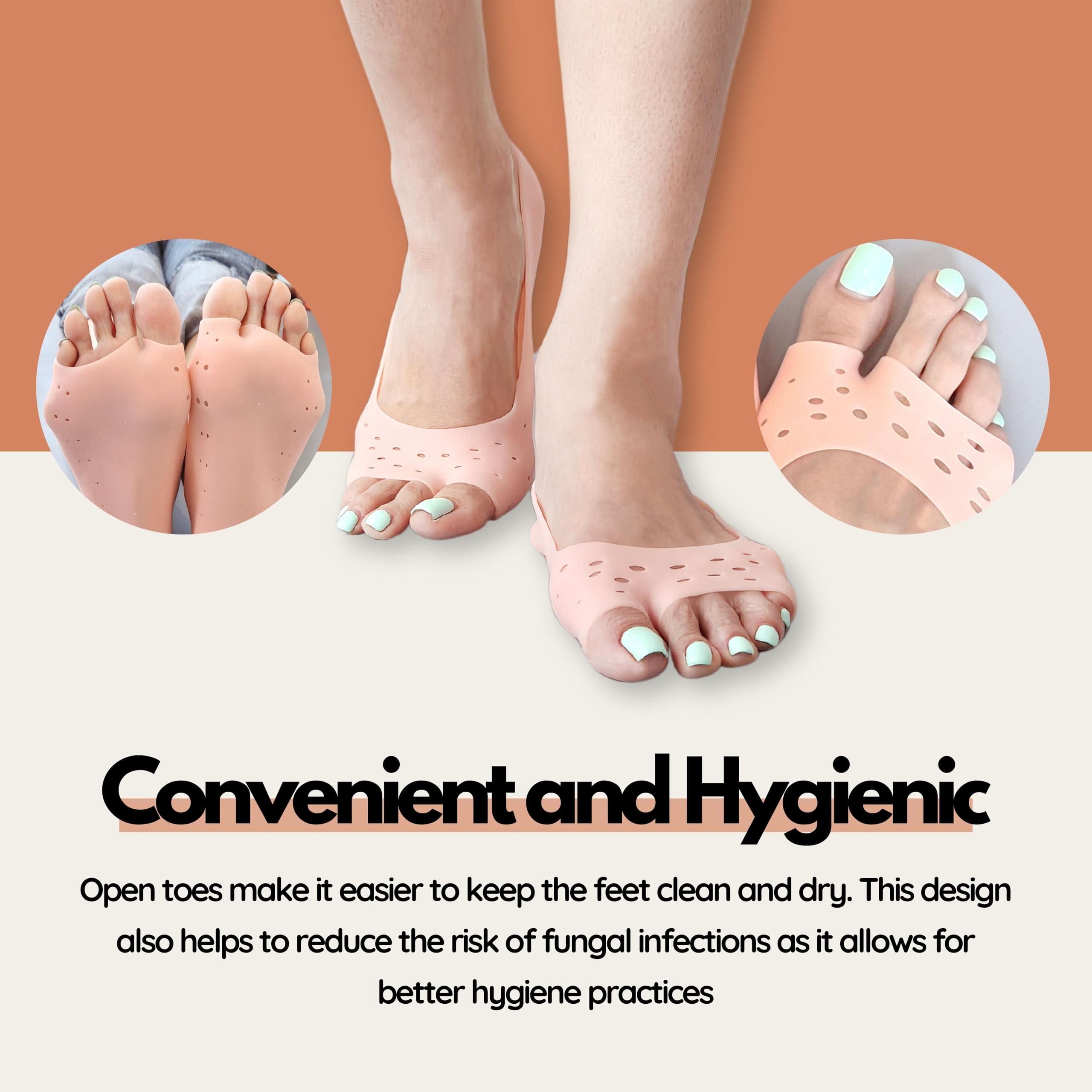 FOOTINSOLE.COM Open-Toe Gel Moisturizing Socks Spa-Quality Hydration for Dry, Cracked Heels Softens & Smooths Feet Unisex (2 Pairs)