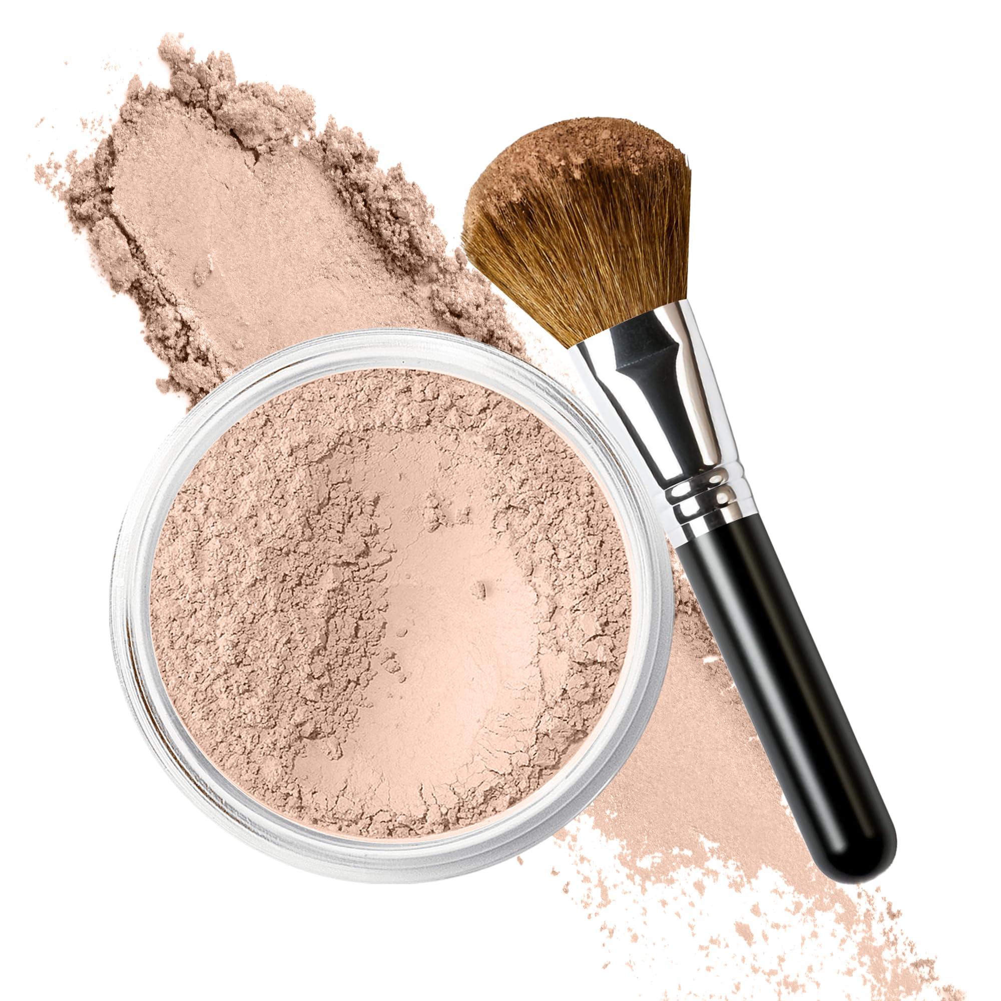 Sweet Face Minerals FOUNDATION with FLAWLESS FACE BRUSH Mineral Makeup (FAIR 2) Matte Natural Loose Powder Bare Skin Cosmetics Full Coverage Long Lasting All Skin Types SPF 18