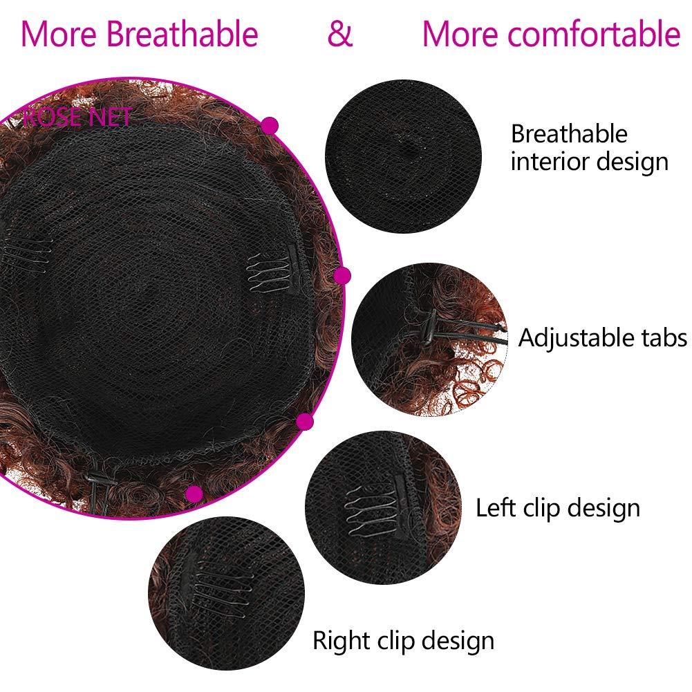 LEOSA LEOSA High Puff Afro Ponytail Drawstring Short Afro Kinky Curly Pony Tail Clip in on Synthetic Curly Hair Bun Made of Fiber Puff Ponytail Wrap Updo Hair Extensions with Clips(Watermelon Red)