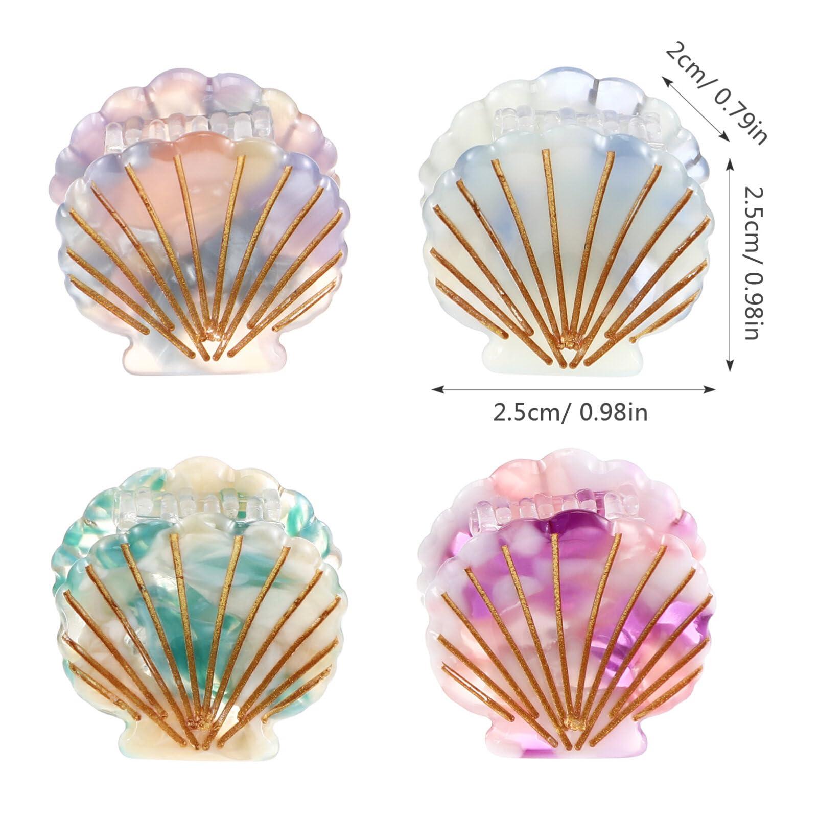 Luxshiny Luxshiny 4Pcs Sea Shell Hair Clip, Small Hair Claw Clips Princess Hair Clips Girl Hair Clips Beach Hair Accessories for Women Styling Hairdressing