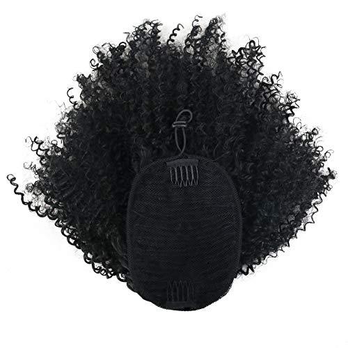 YITI YITI Afro Kinky Curly Drawstring Ponytails for Black Women Extended Contact Pull Rope Card Masson Hair Piece for African American Girls Curly Drawstring Ponytail Extension for WomenBlack (1B#)