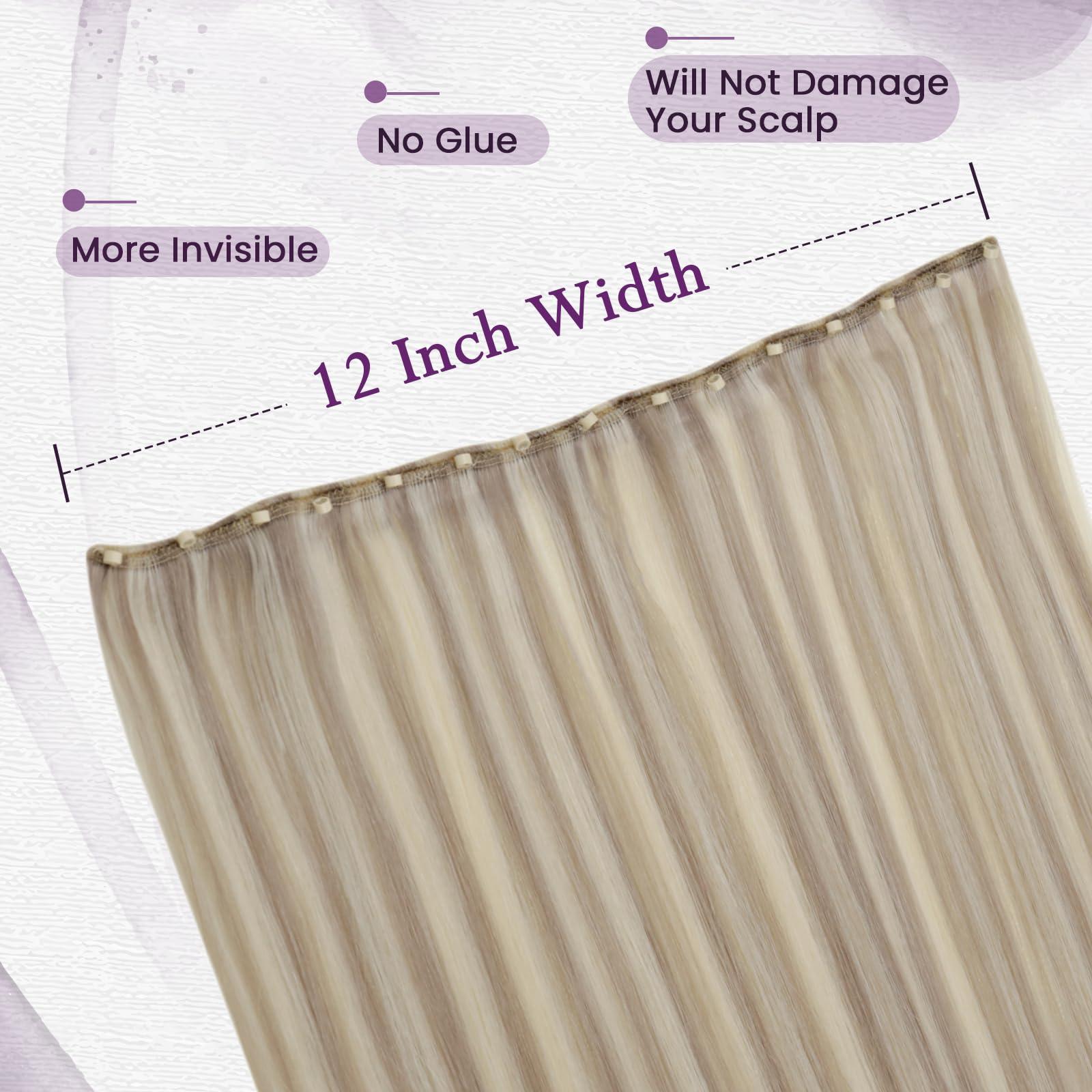 LAAVOO LaaVoo Beaded Weft Hair Extensions Ash Blonde Bead Hair Extensions Real Human Hair Weft Hair Extensions Bleach Blonde with Ash Blonde with Micro Beaded 22inch 50g