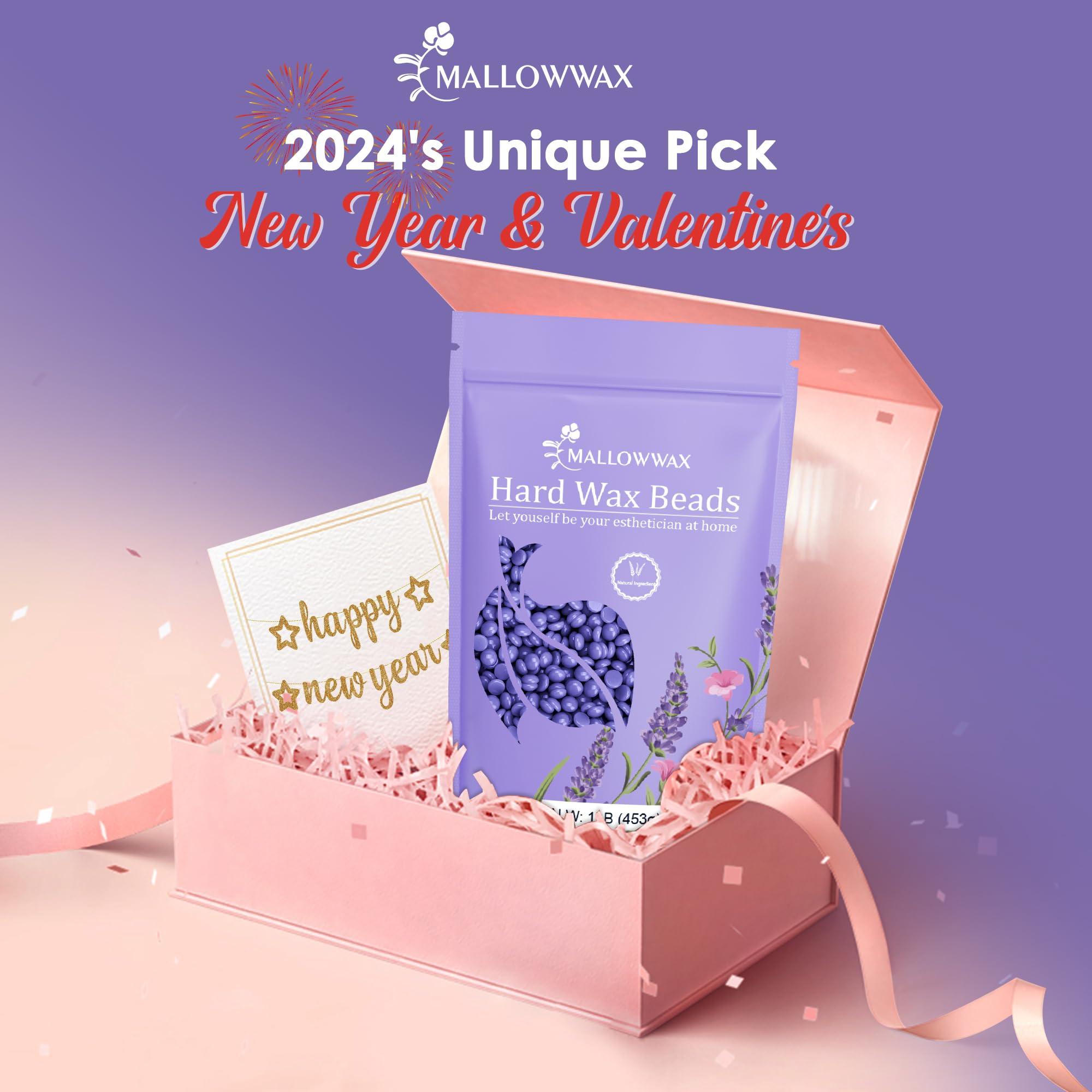 Mallowwax Mallowwax Hard Wax Beads, Wax Beans for Hair Removal, Natural Lavender, Stripless, Coarse Body Hair Specific - Ideal for Bikini, Brazilian, Legs, Underarms, Chest, 16 Ounce