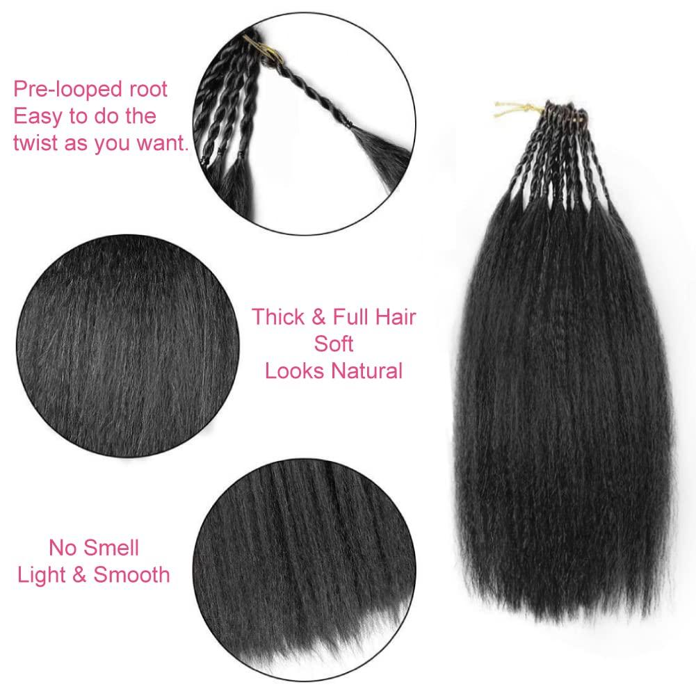 Allyreetress Synthetic Kinky Straight Crochet Braid Hair with Adjustable Pre-looped Yaki straight Crochet Braiding Hair Extension for Black Women 6 Packs 14 Inches 96 Roots 1B#