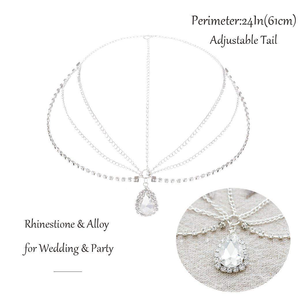 BAROGIRL Barogirl Head Chain Wedding Rhinestones Boho Bridal Headpiece for Women