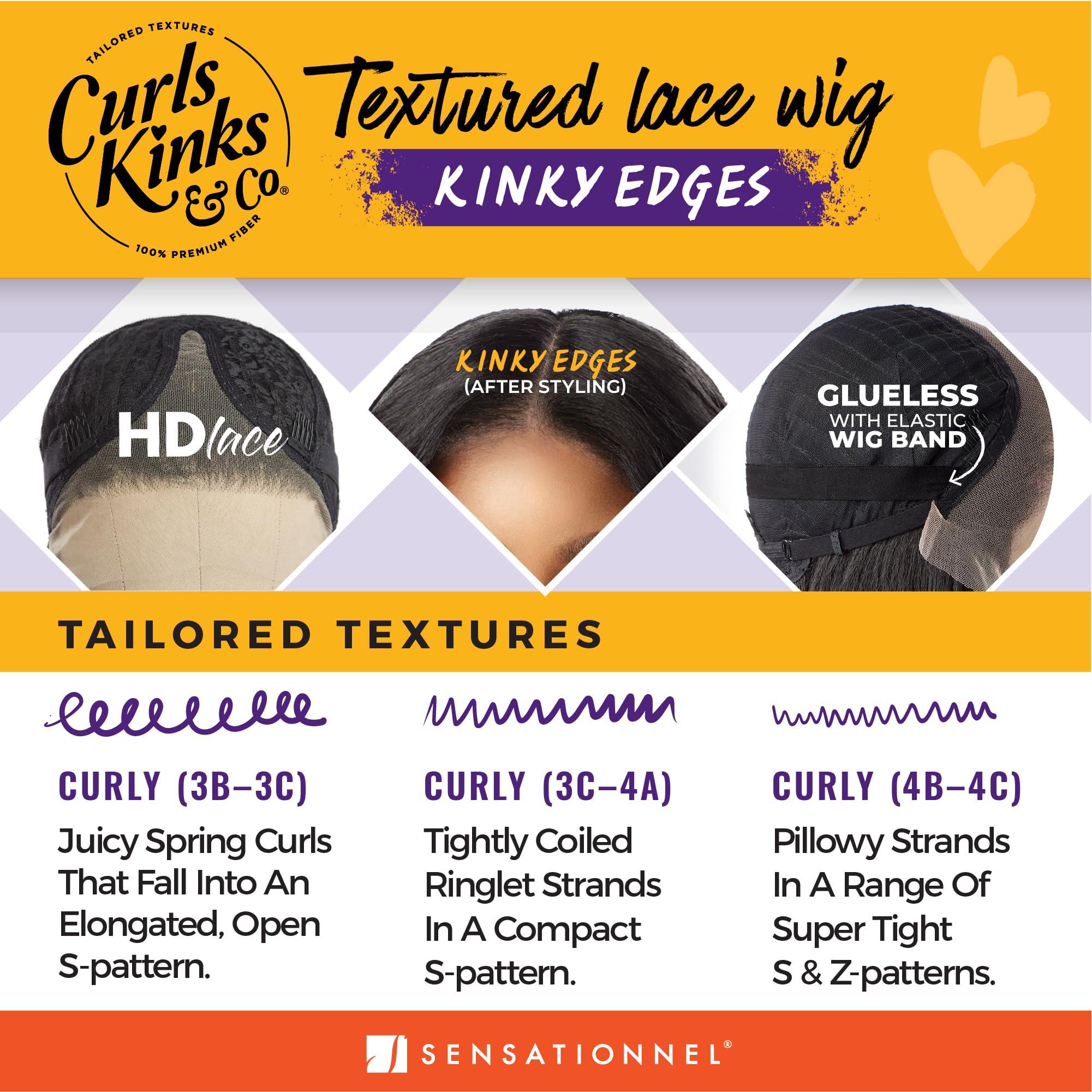 Sensationnel Sensationnel Curls kinksandco kinkyedges wig - kinky spiral curl 14 inch y part lace natural kinkytexture edged hairline for natural 3c to 4c hair textures (BALAYAGECHOCOLATE)