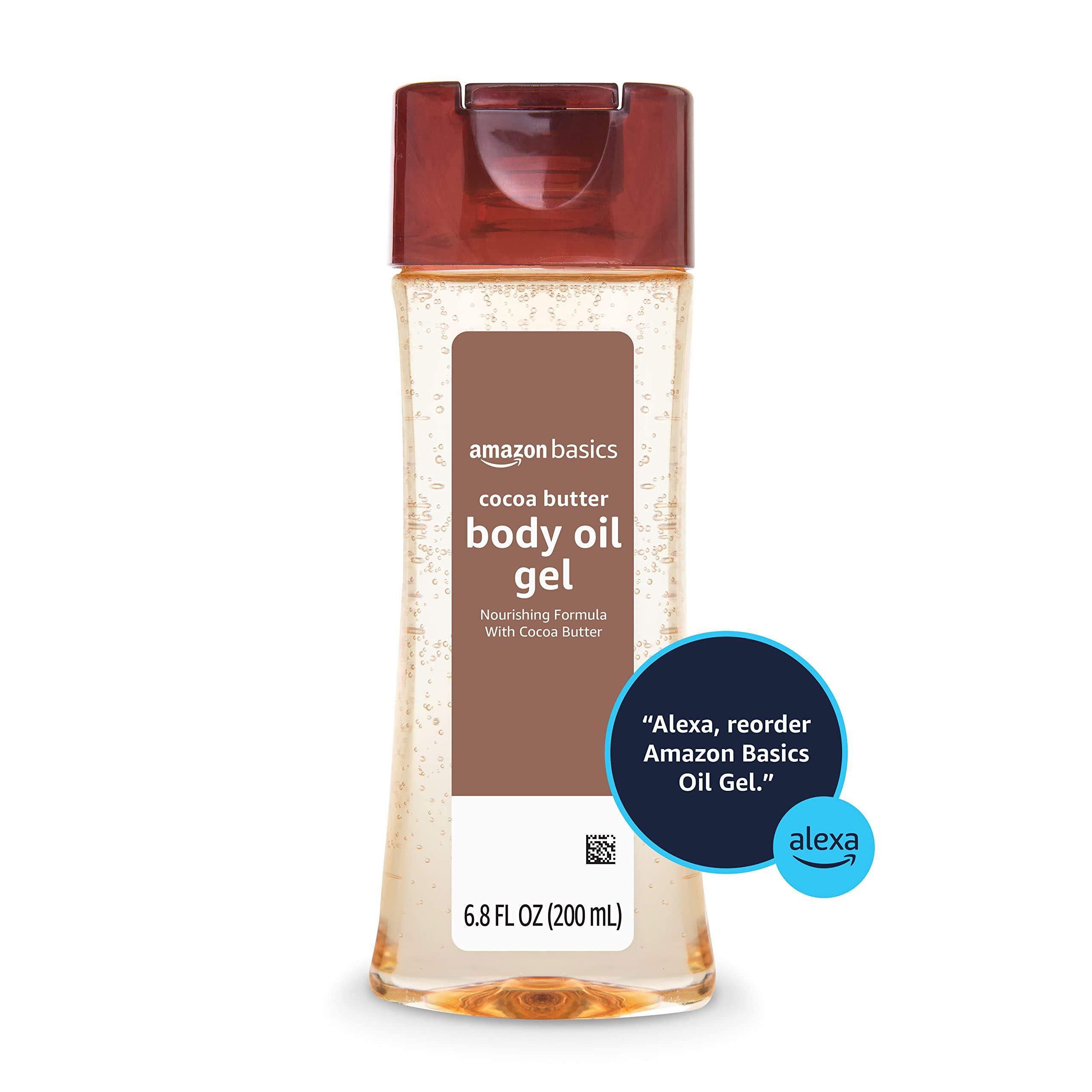 Solimo Amazon Basics Body Oil Gel with Cocoa Butter, Paraben Free, 6.8 Fl Oz (Pack of 1) (Previously Solimo)