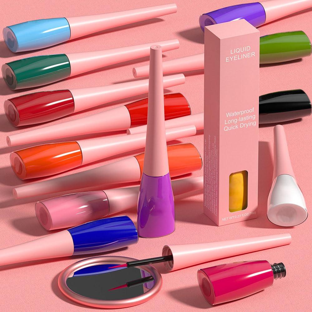 evpct evpct 1Pcs White Liquid Eyeliner Makeup Waterproof White Eye Liners for Women, Eyes Wing Eyeliner Stamps Shapes Colored Eyeliner delineador de ojos a prueba de agua contra el agua blanco para ojos