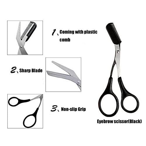 vipolish 1PCS Professional Precision Eyebrow Trimmer Men Eyebrow Shear Scissors With Comb and Non Slip Finger Grips Eyelash Hair Scissors Cutter Remover Tool Eyebrow Grooming Tool