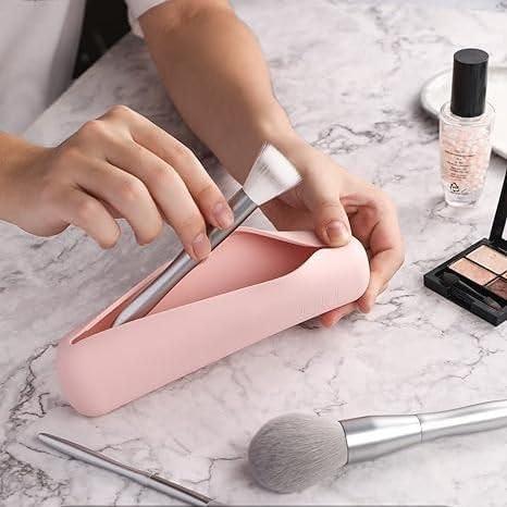 Generic silicone makeup brush holder 1pcs pink