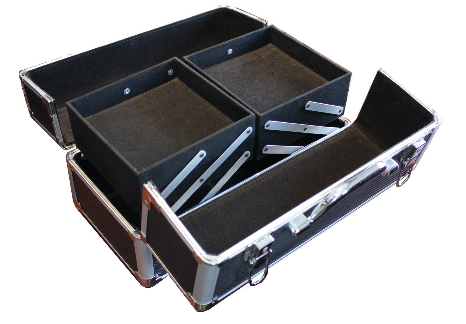 Hongwa Hongwa Black Aluminum Like Hard Makeup Train Case Store and Carry