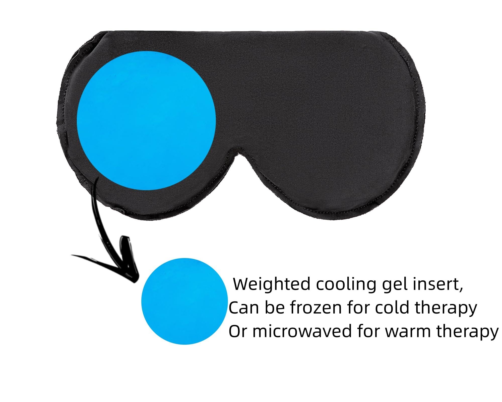 ALASKA BEAR ALASKA BEAR Cooling Gel Eye Mask Weighted Silk Sleep Mask & Cotton Eyeshades Cold & Hot Compress for Pain Relief, 180g Heavy, 2 Set(Black & Pink)