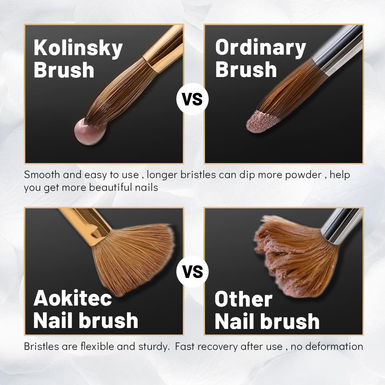 Aokitec Aokitec 100% Kolinsky Acrylic Nail Brush for Acrylic Powder,Size 10 Nail Brush for Acrylic Application,Oval Sable Nail Art Brush, Manicure Pedicure Tool