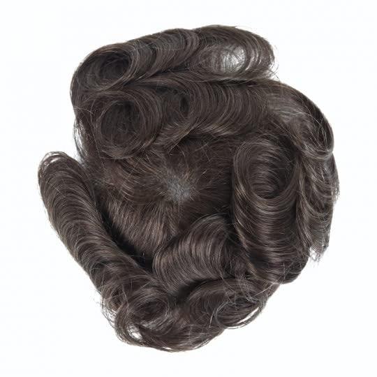 uniwigs uniwigs Crown Hair Patch Pieces, Human Hair 6'' Length, Hair System Covering Thinning or Balding Crown (1B Off Black)