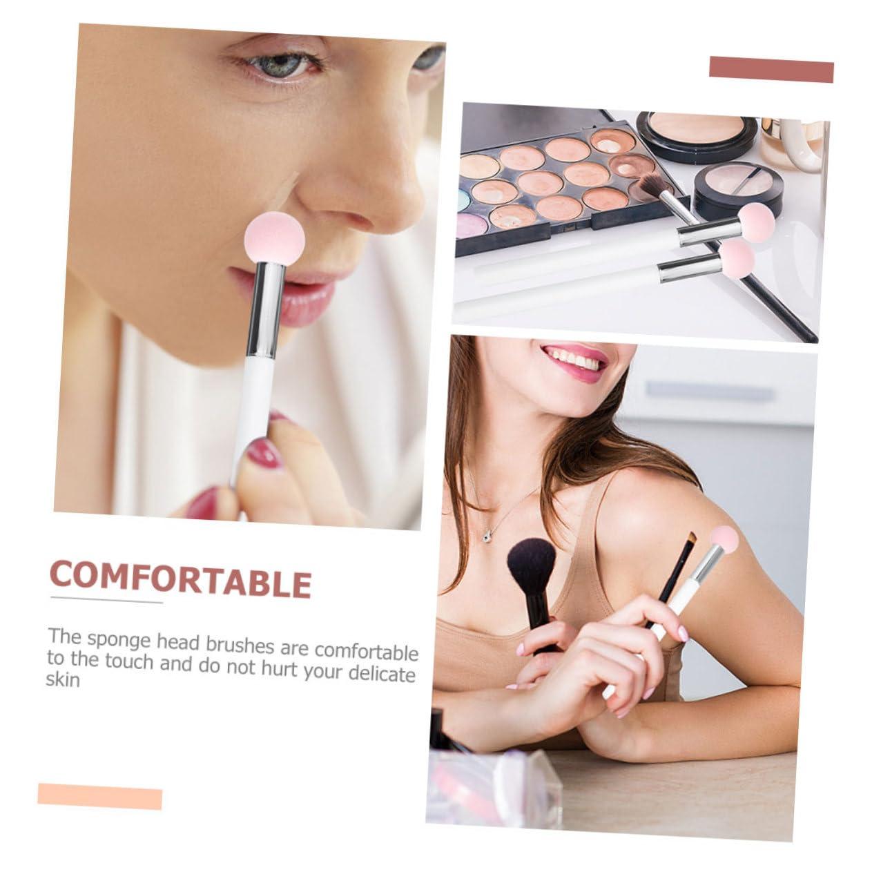 IWOWHERO 12 Pcs Sponge Makeup Brush Makeup Sponge Sponges Makeup Supplies Sponge Head Makeup Brush Makeup Eyeshadow Concealer Bulk Dual Using Sponge Dry Wet Using Sponge Wooden Handle IWOWHERO