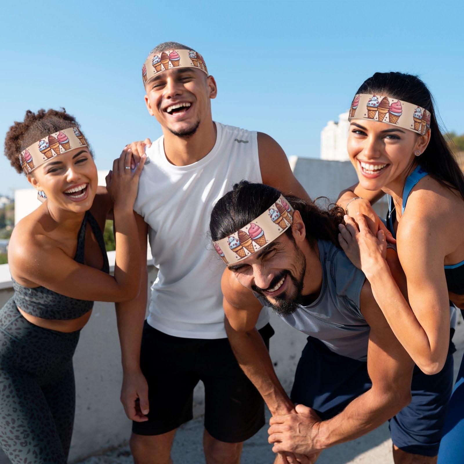 WZYWHJ WZYWHJ cartoon ice cream cone Prints Headbands,Sports Head Tie,Headband for Men and Women,Hair Band for Running Workout Football