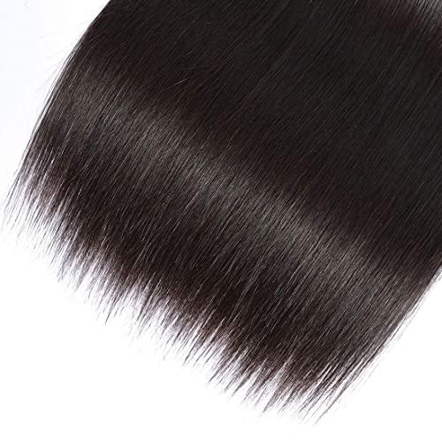 Cranberry Hair Cranberry Hair 3 Bundles Virgin Straight Hair Human Hair Extension Brazilian Hair Unprocessed Natural Black (14 16 18Inch)