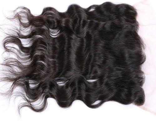ScAua HD Lace Frontal, Free Part Ear to Ear 13x4 Full Frontal Lace Closure Body Wave with Baby Hair Unprocessed Brazilian Virgin Remy Human Hair Front Closures Top Extensions Natural Color (12 Inch)