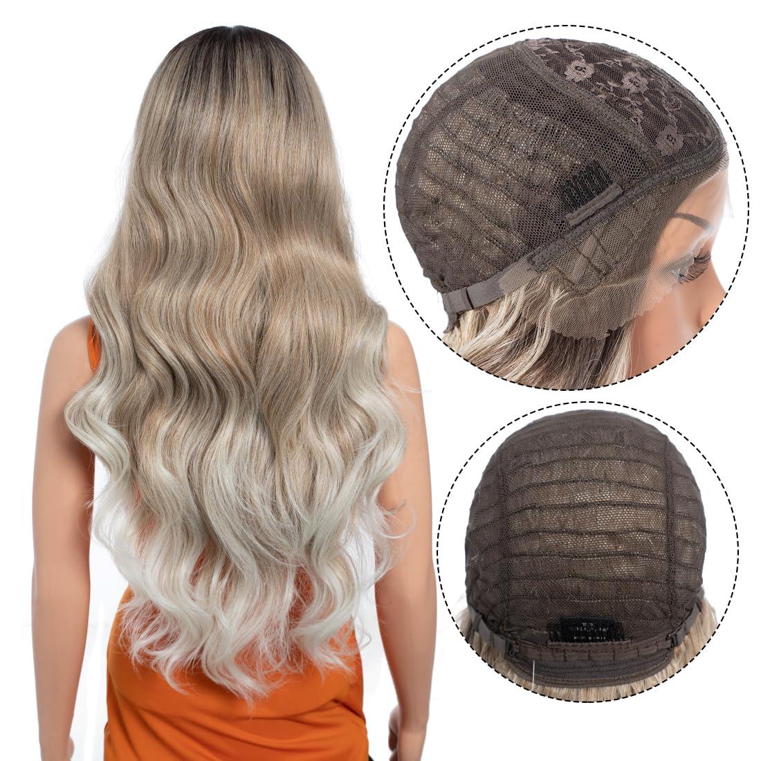N BLE STAR N BLE STAR Body Wave Wig Lace Front Wig Pre-Plucked HD Glueless 13X5X1 Synthetic Lace Front Wigs for Women 180 Density 30 Inch Synthetic Wig (TAT 6/27/1001E)