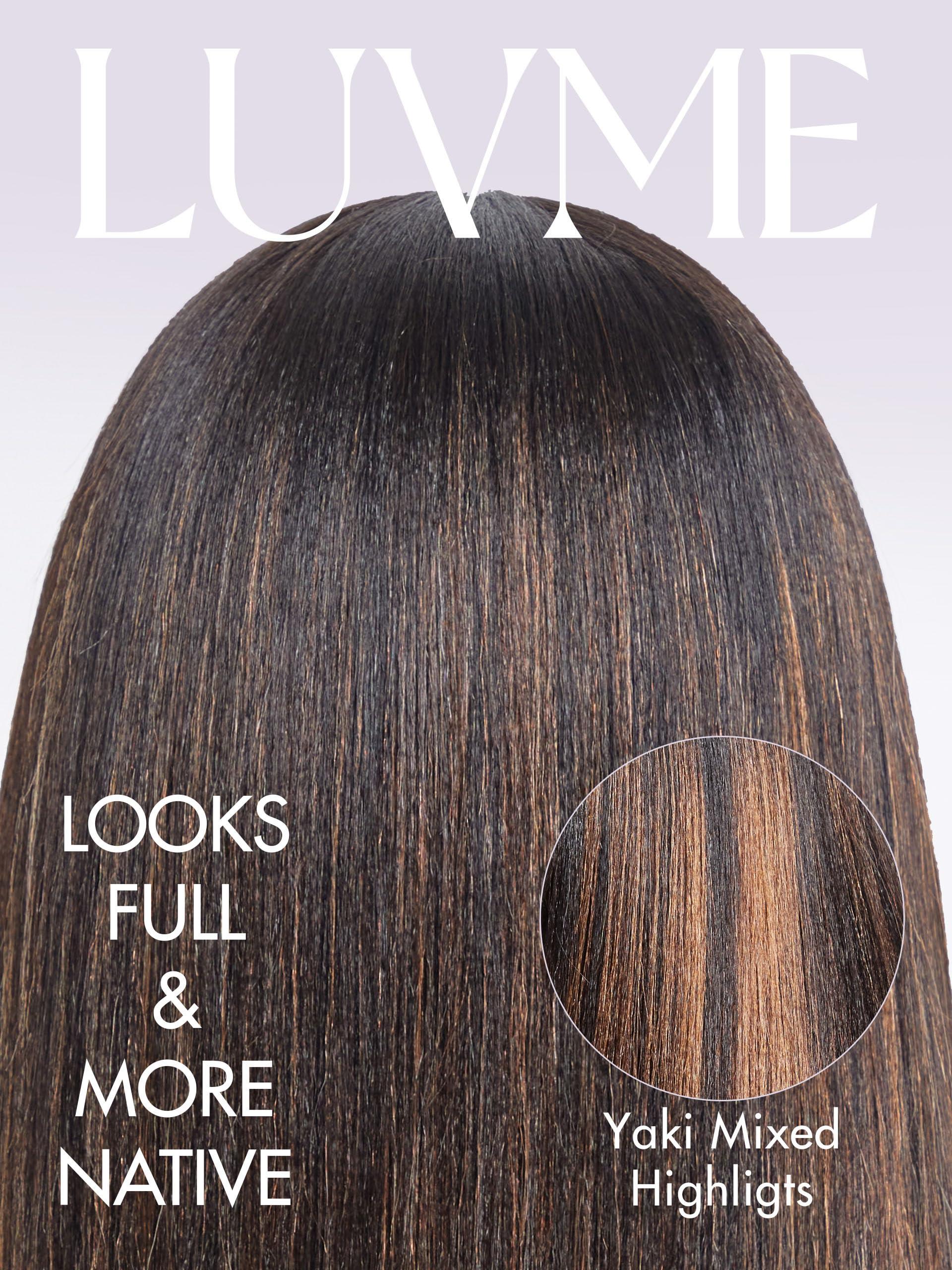 LUVME HAIR LUVME HAIR 10 Inch Yaki Straight Bob Wig with Bangs Human Hair Glueless HD Lace Bob Wig with Brown Highlights, Ready to Go Short Wigs For Women 180 Density (Breathable Cap)