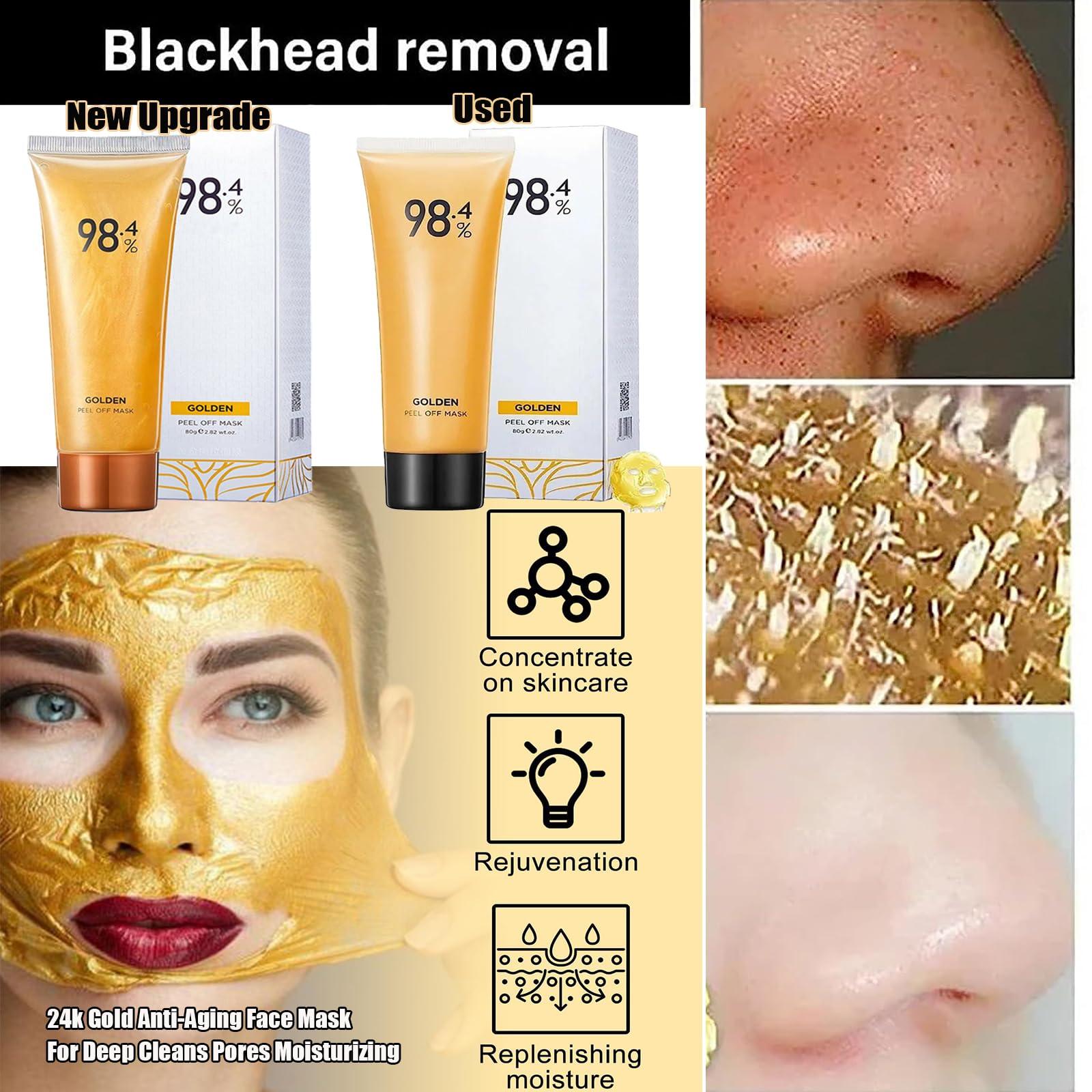 Jonissi Onebikiniha Gold Peel off Mask,Gold Foil Peel off Mask,Gold Peel off Mask,24k Gold Face Mask,Anti-Aging Gold Face Mask for Moisturizing Removes Blackheads,Reduces Fine Lines and Cleans Pores (3PCS)