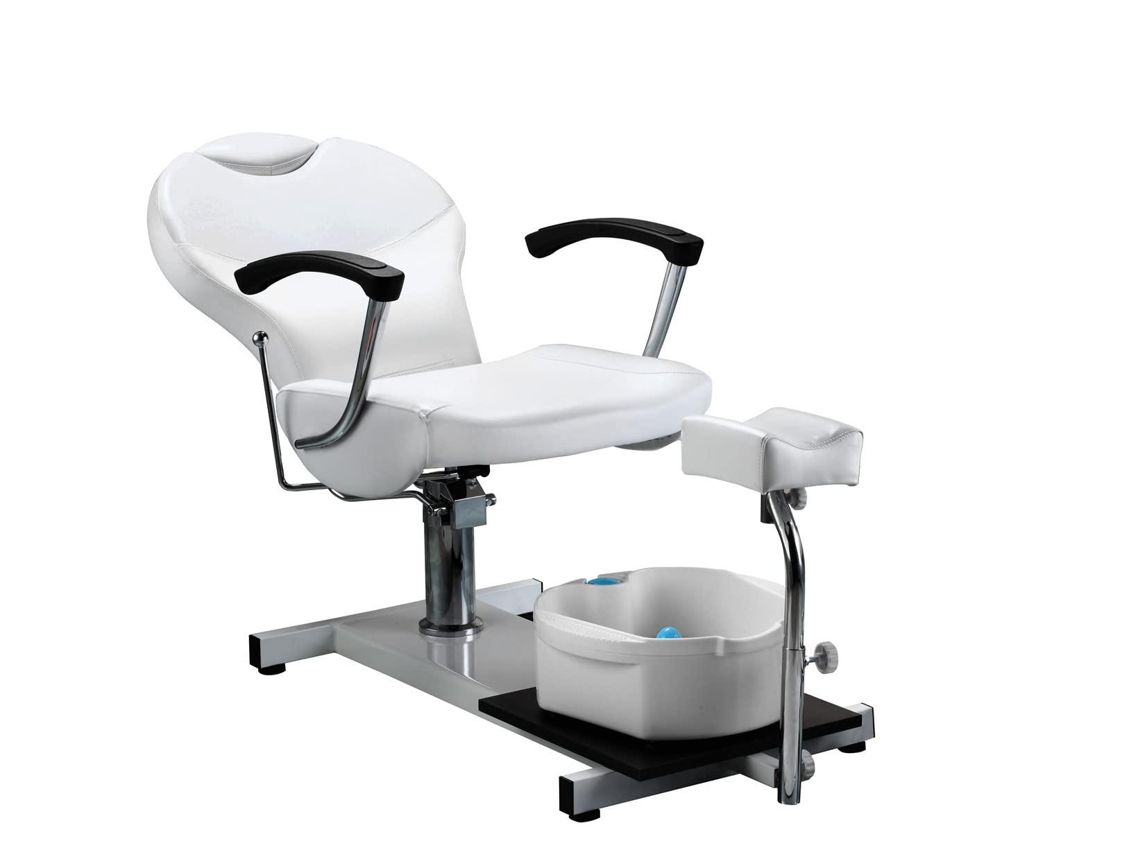 Beautymega Beautymega White Pedicure Spa Chair with Foot Massage Basin for Salon Pedicure Foot Rest