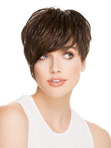 Ellen Wille & Maxwigs Point Wig Color Sand Multi Rooted - Ellen Wille Wigs 4.5" Short Asymmetrical Cut Cropped Synthetic Monofilament Crowne Average Cap Sharp Bangs Natural Hairline Peluca Bundle MaxWigs Hairloss Booklet
