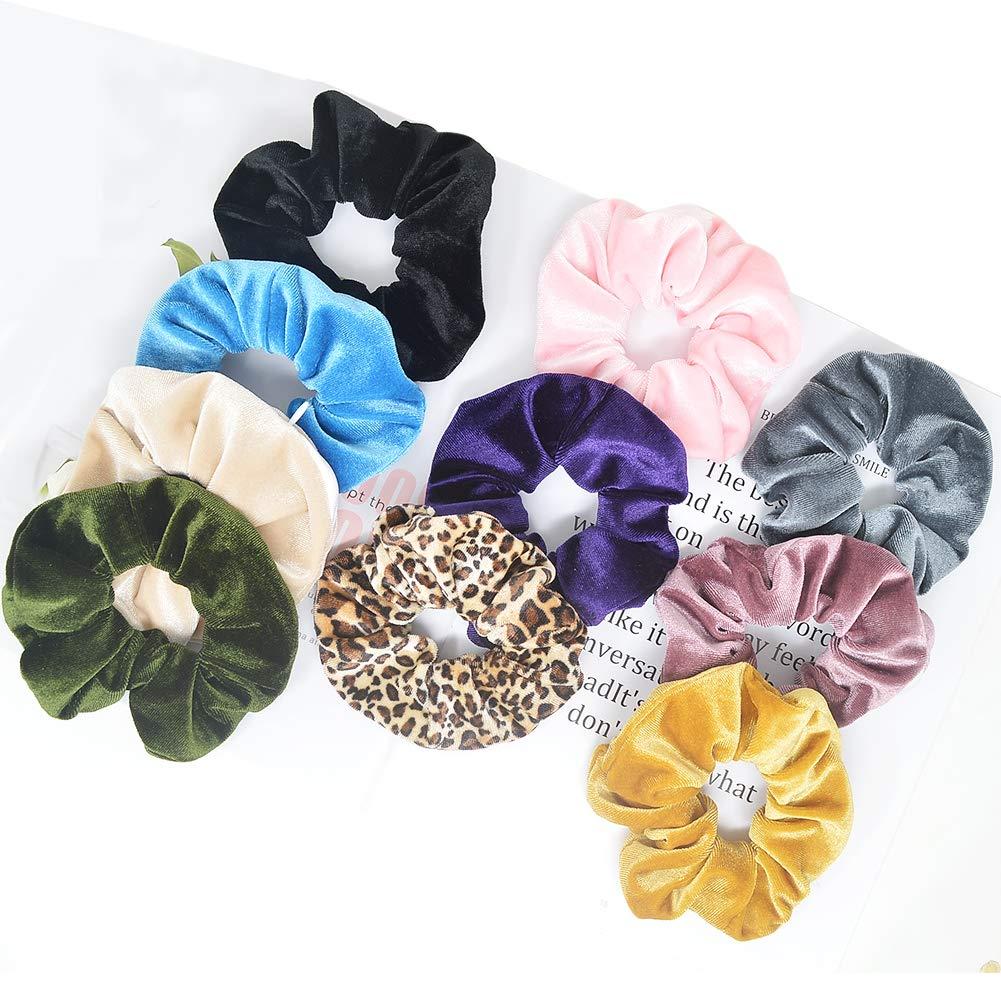 Fifwumang Premium Velvet Scrunchie with Zipper Pocket - 10 Pcs Scrunchy Hidden Hair Scrunchie Ponytail Holder Elastic Bands Gift for Friend (10PACK) Multicolor