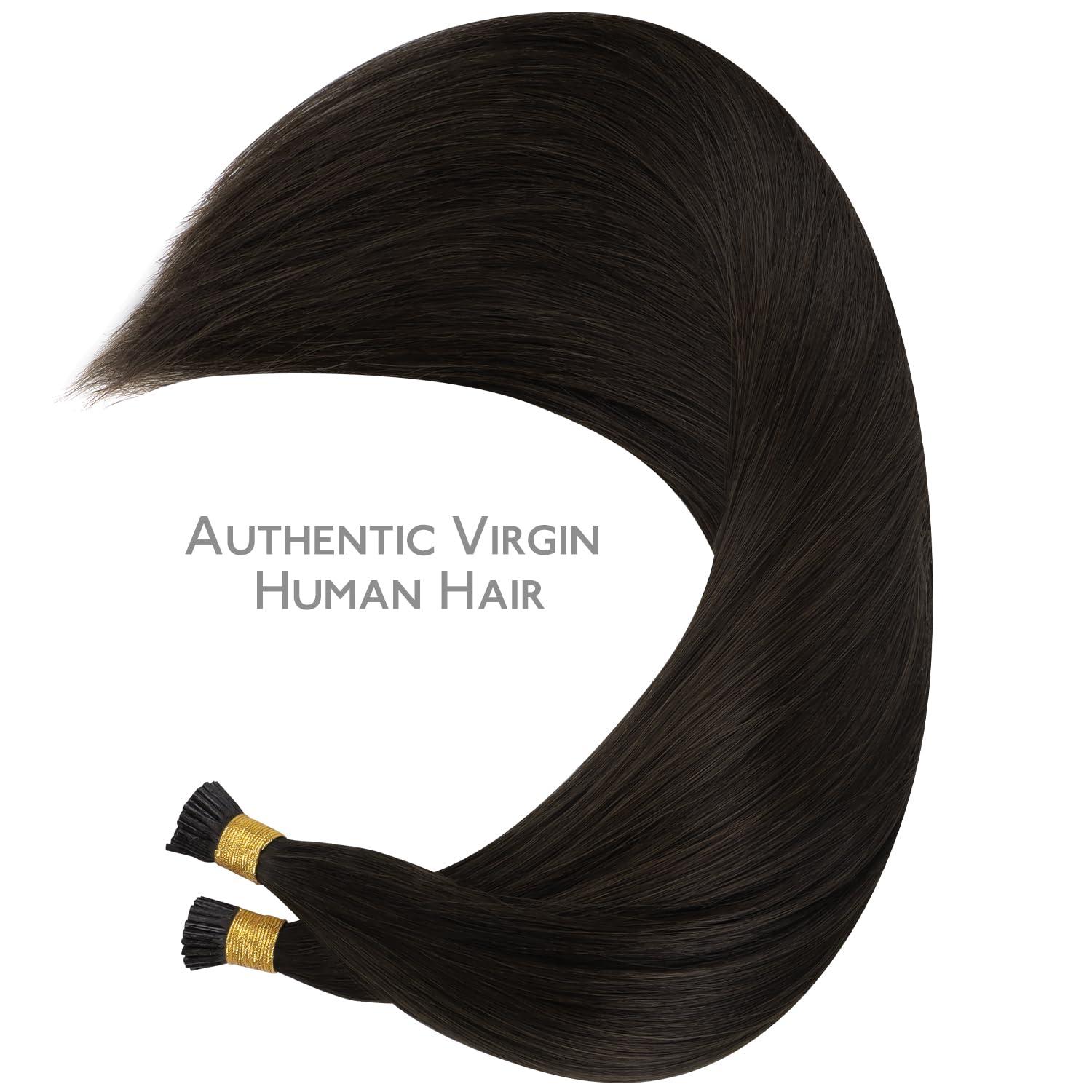 Wennalife WENNALIFE I Tip Hair Extensions Real Human Hair, 100g 100s 24 Inch Dark Brown Remy Itip Human Hair Extensions Invisible Itips Straight I Tips Cold Fusion Extensions