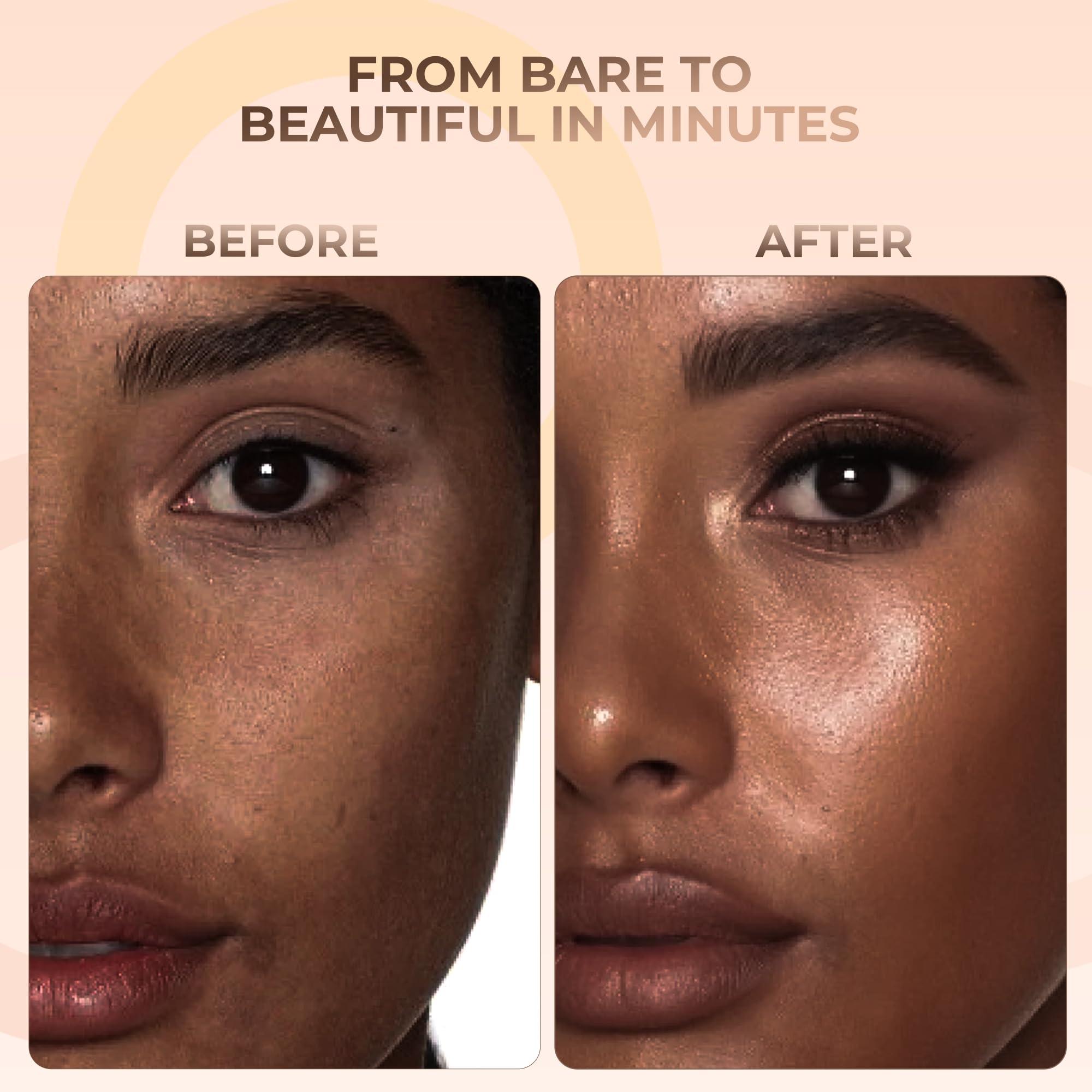 Sweet Face Minerals TRIO WITH BRUSHES (EBONY) Full Size Kit Mineral Makeup Brush Set Foundation Concealer Blush Bare Face Sheer Powder Cover